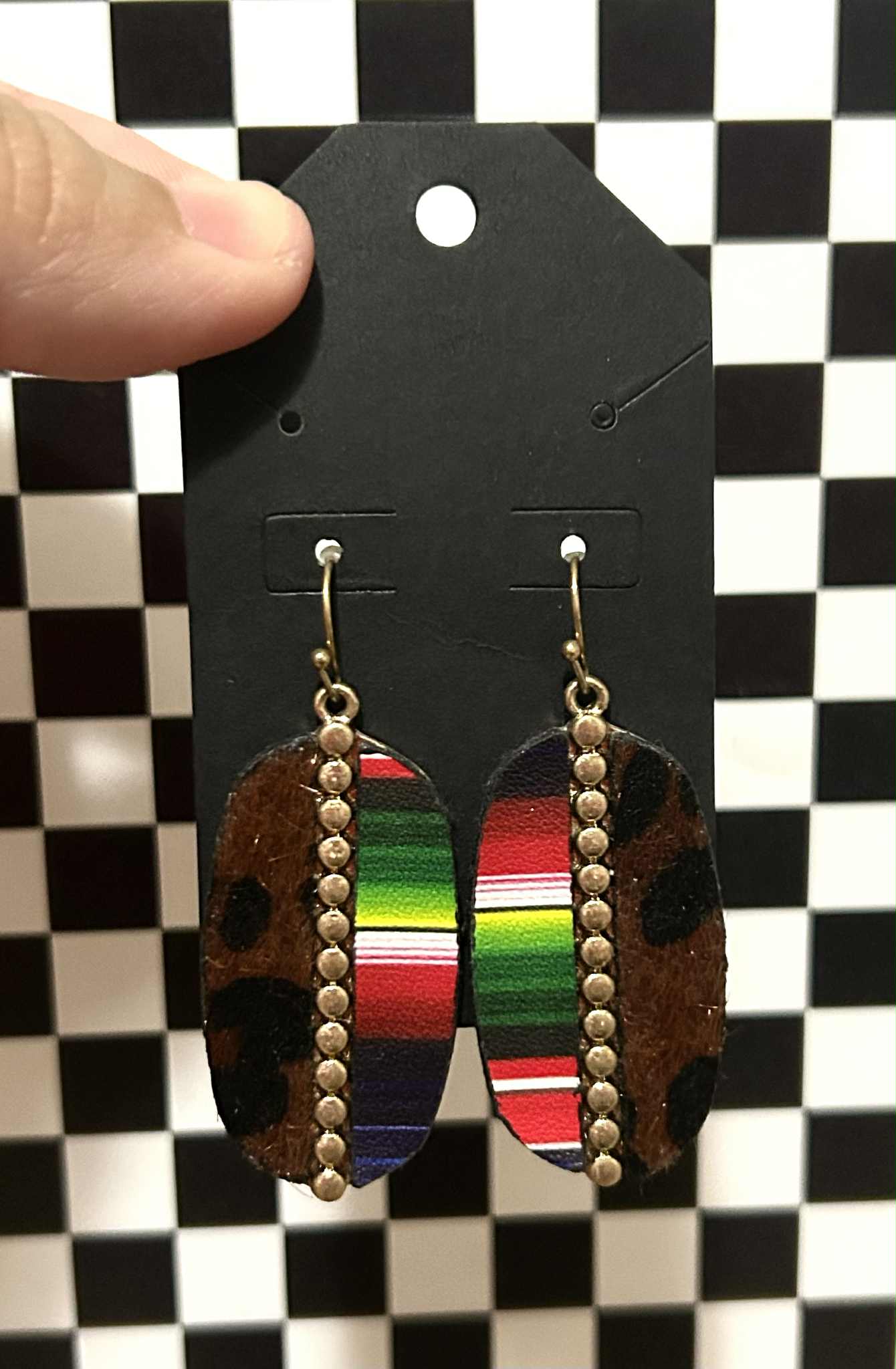 Serape leopard earrings
