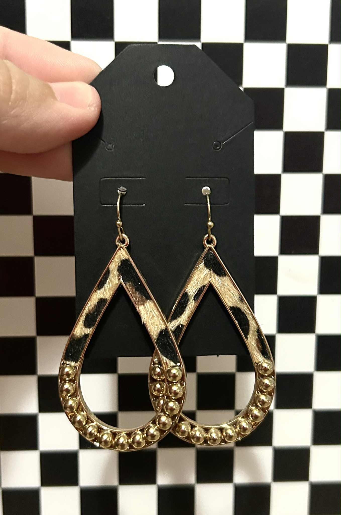 Leopard teardrop earrings