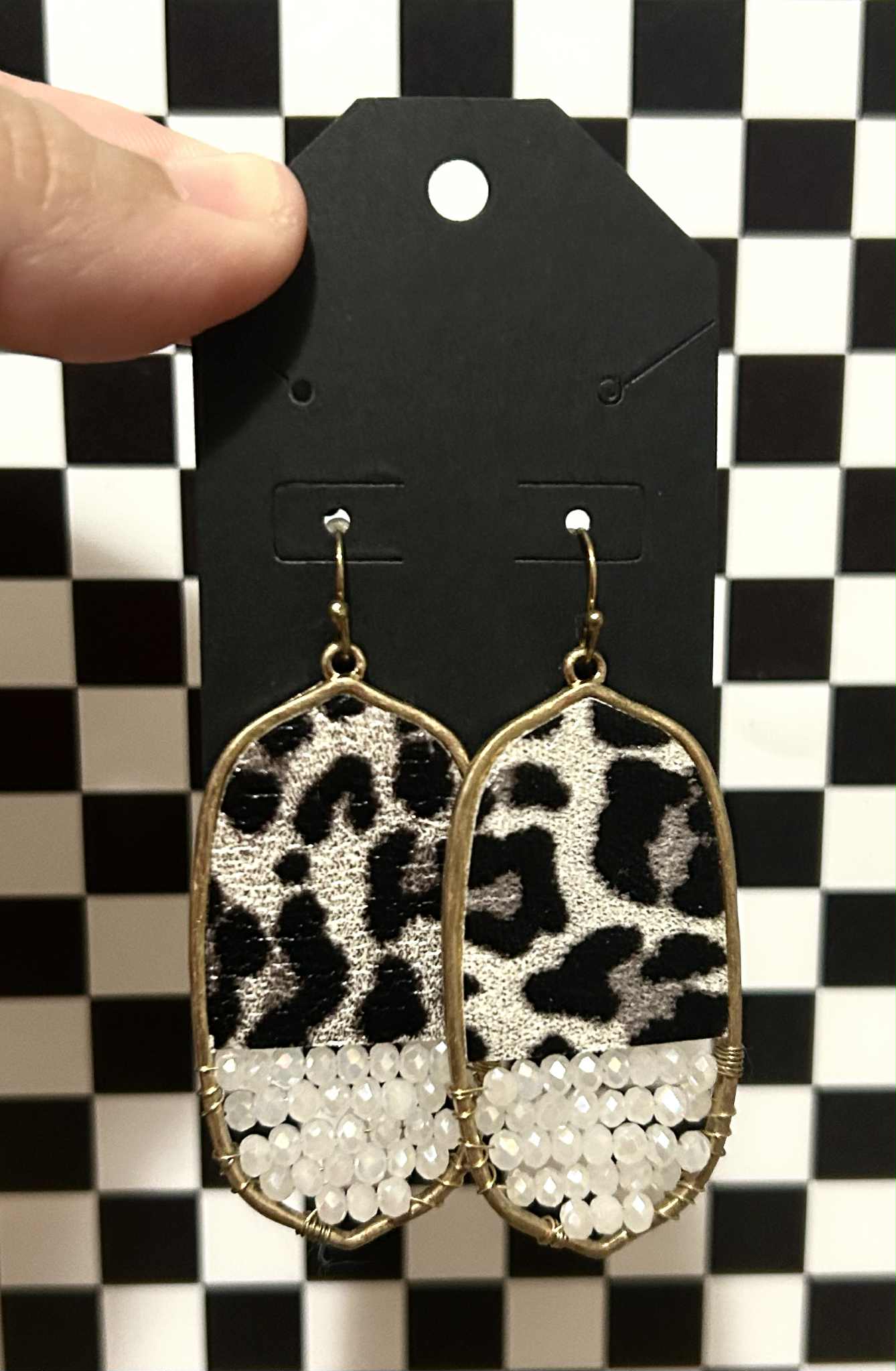 Leopard beaded earrings