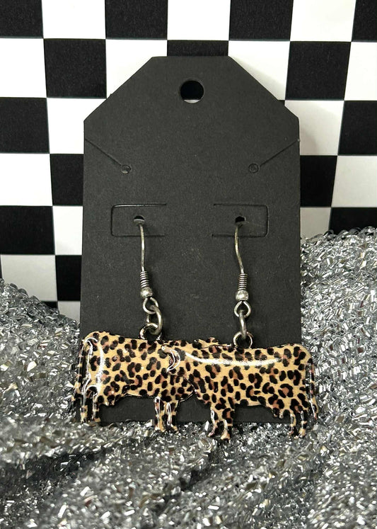 Leopard cow earrings